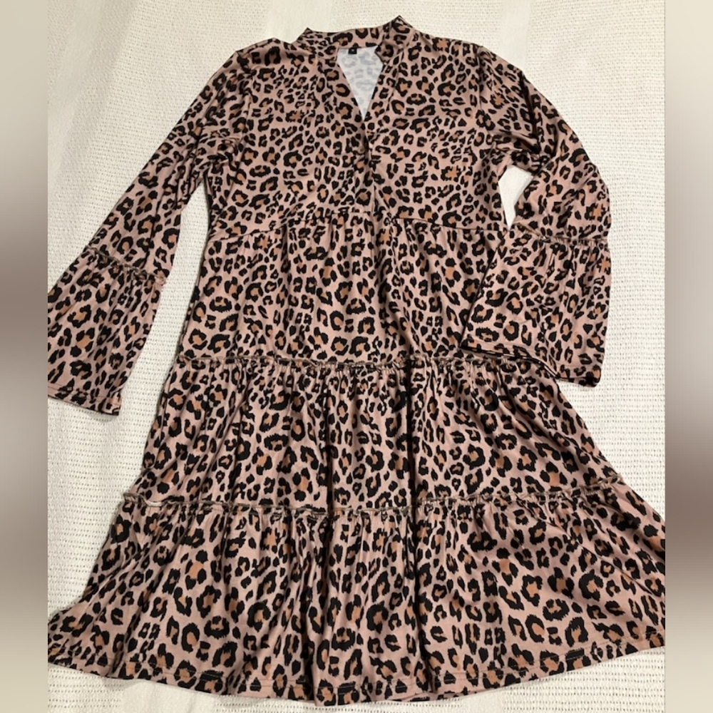 Leopard Print Long Sleeve Dress